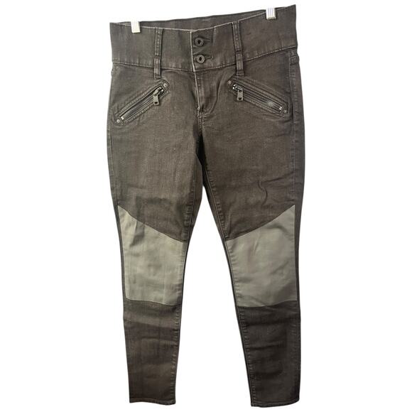 DKNY Jeans Denim - DKNY Jeans City Ultra Skinny stretch black w/ patent knee panel zipper pockets 4